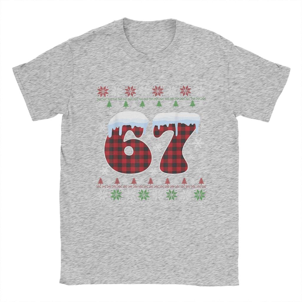 Funny 67 Six Seven Meme Brainrot Cringe Christmas T-Shirt Beach Cotton T Shirts For Man Harajuku Casual Tshirt Short-Sleeve Tees