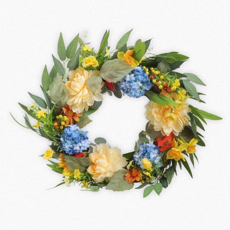 50cm Artificial Flower Wreath for Front Door Entryway Flower Wreath Decorative Flower Wreath Home and Wedding Decors