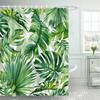 Perdele de duș cu frunze tropicale, frunze de palmier, banane, monstera, plante din junglă, hawaian, modern, poliester, perdea de baie decor