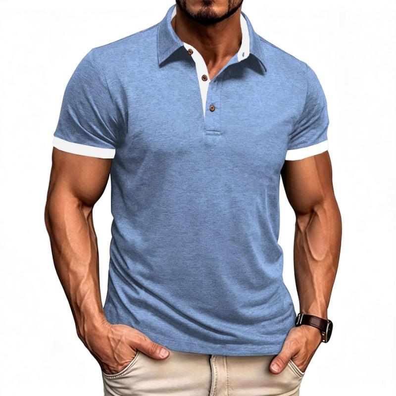 Men's Color Block Placket Short Sleeve Polo Shirt