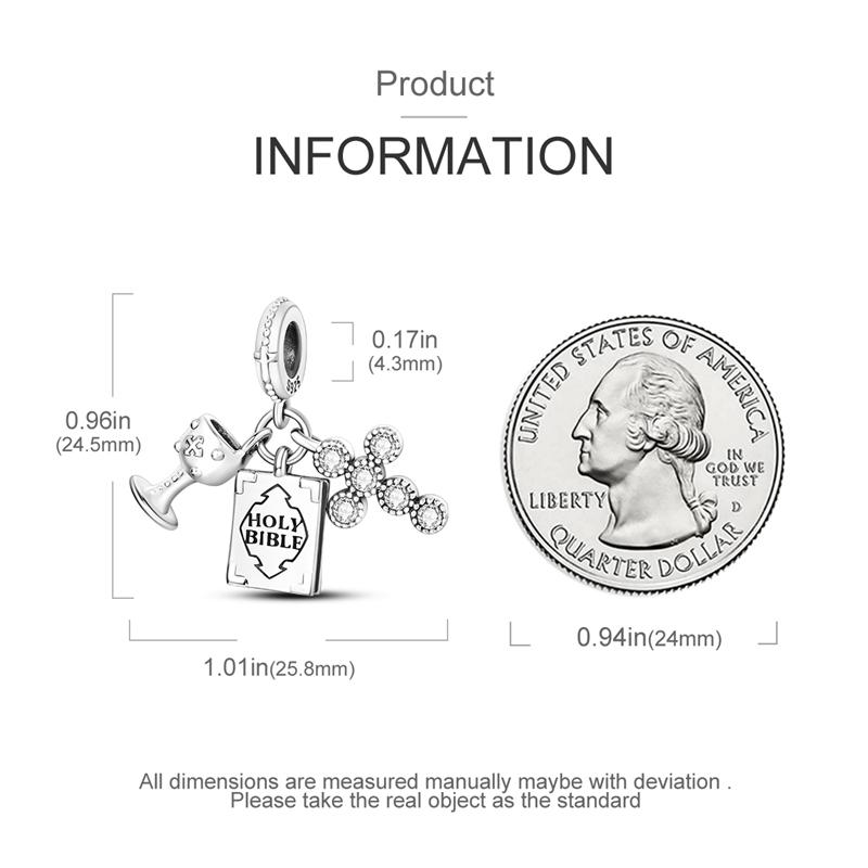 Original Charmscopper Holy Grail Bible Crucifix Pendants Fit Charms Platabracelets For Women Jewelry Making Fine Gifts