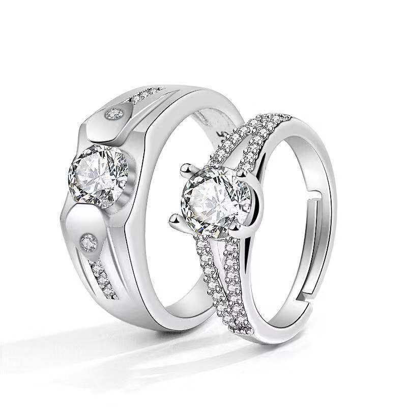 Classic Couple Rings For Men Women CZ Stone Trendy Wedding Lovers' Ring Jewelry Romantic Valentine's Day Present Ring Accessory
