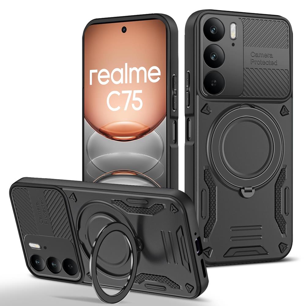 Armor Magnetic Case For OPPO A5 A5X Reno 13 13F 14 14F Pro Realme 14 15 Pro Plus C75 5G Ring Bracket Bumper Stand Holder Cover