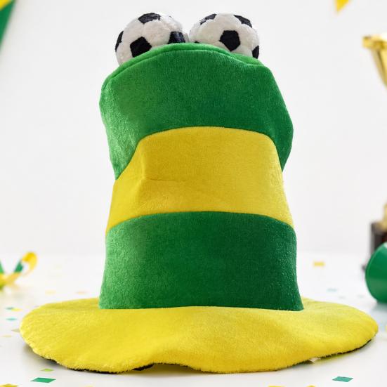 Morbido Cappello Peluche Pallone da Calcio, Cappello a Cilindro a Strisce Tema Sportivo per Feste, Copricapo da Tifo per Partite di Calcio per Bar Sportivi, Accessori per Photo Booth, Eventi a Tema