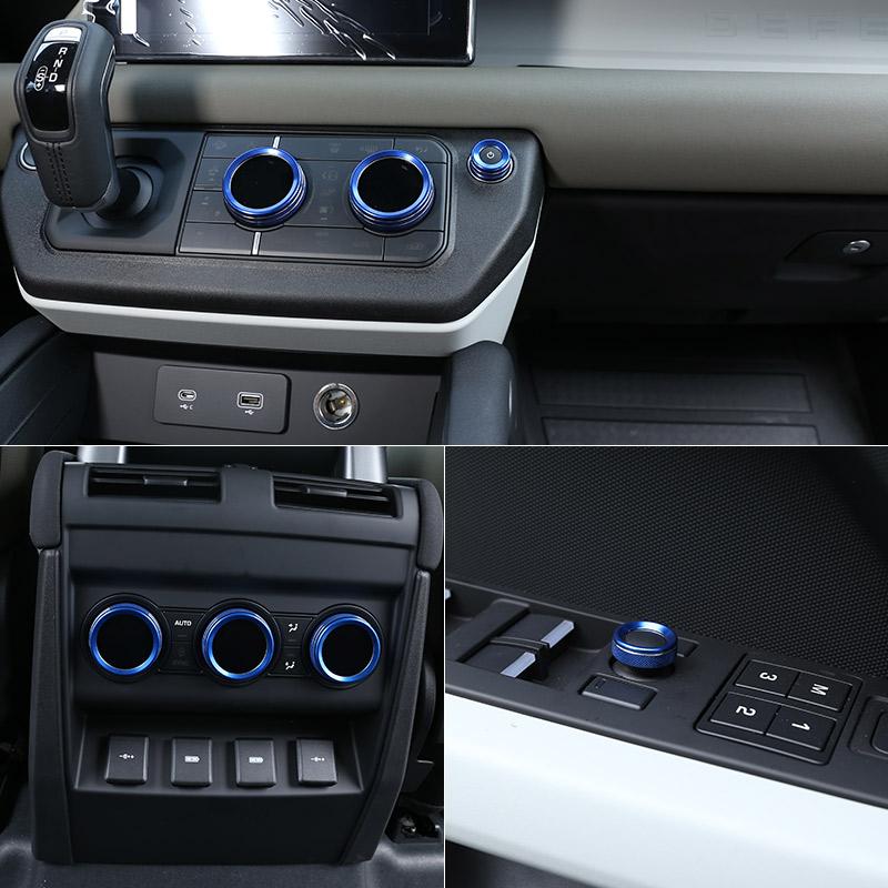For Land Rover Defender 110 2020-2024 Aluminum Car Air Conditioning Knob Reversing Mirror Adjustment knob Cover Car Accessories