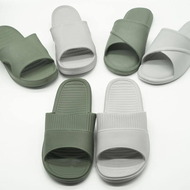 

[1+1] 2-color mochi slippers, 3 types, noise-preventing living room slippers Gray A-Female + Gray C-Female