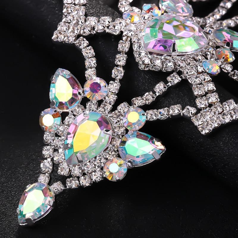 Rhinestone Necklace Set, Personalized Exaggerated Water Drop Earrings Jewelry Set Jewelry Set