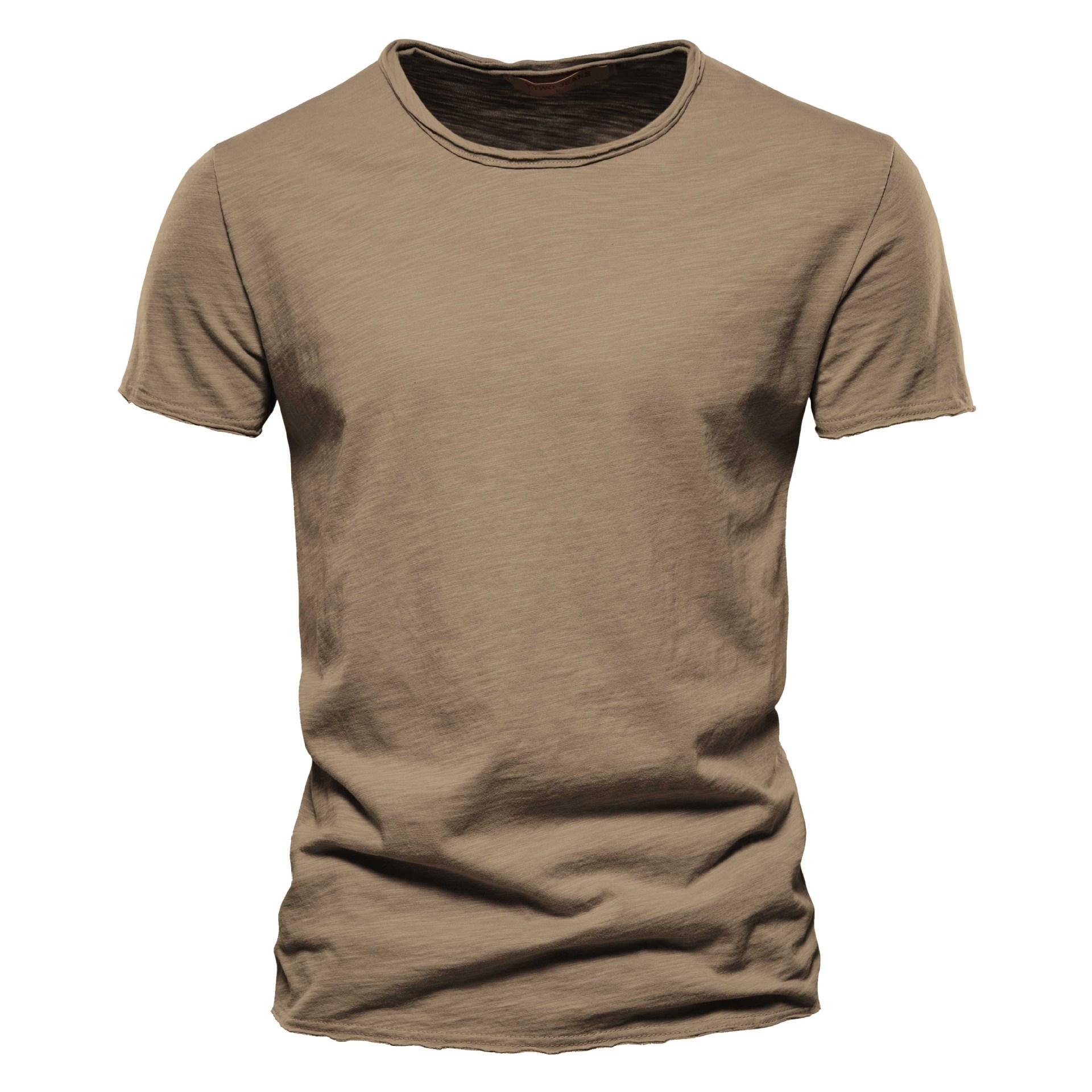HerSight Zomer heren effen kleur bamboe knoop katoen O-hals korte mouw T-shirt puur katoen herenkleding M