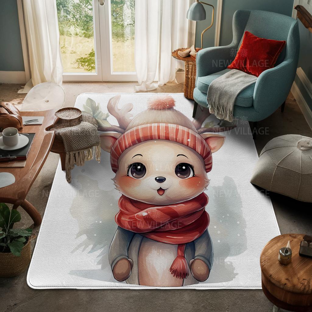 House Entrance Carpet Home Door Mat Living Room Bath Foot Bathroom Non-slip Water Absorption Rugs Bath Merry Christmas Winter