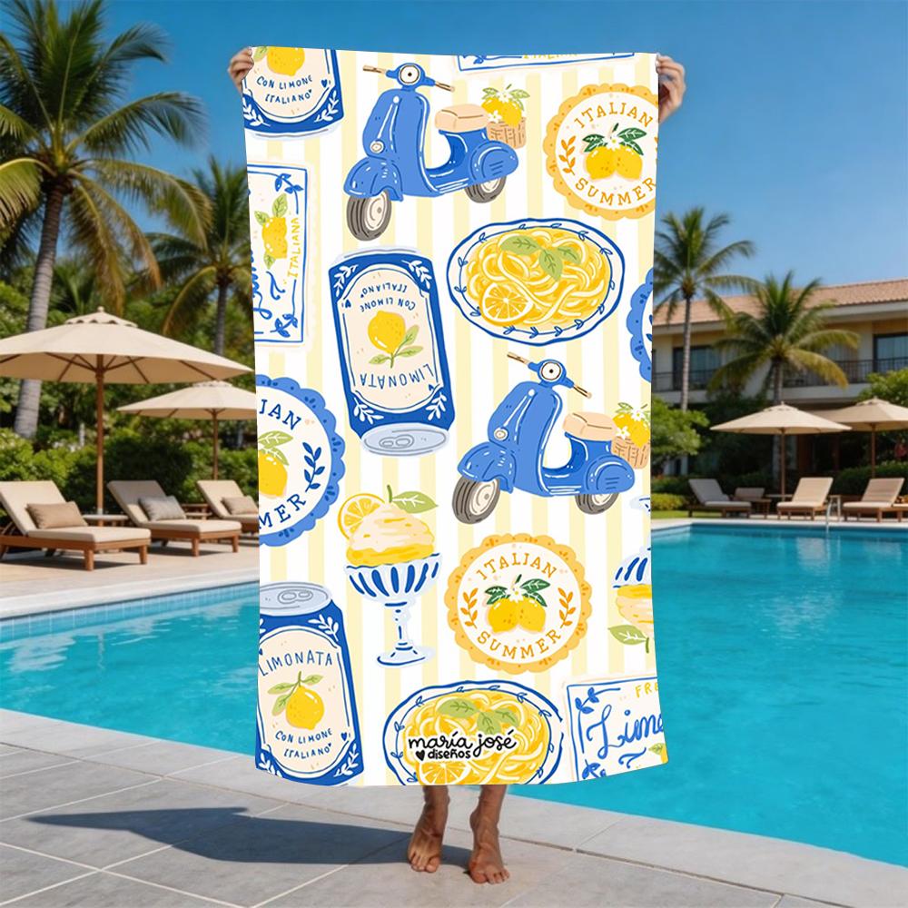 Summer Tropical Fruit Swimwear Collage Beach Towel Sand Proof Pool Towel Summer Swim Outdoor Picnic Gym Camping Travel