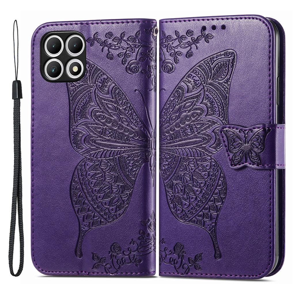 For T-Mobile REVVL 7 Case Butterfly Flower Leather Phone Cover Stand Credit Card Holder