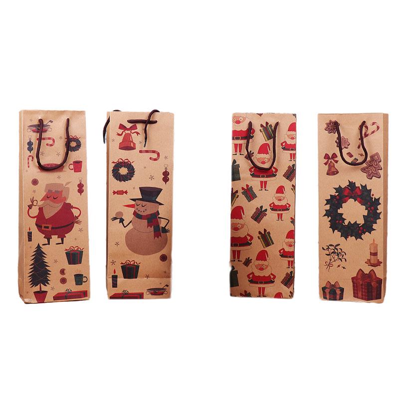 Christmas Cartoon Santa Kraft Wine Bag for Table Décor