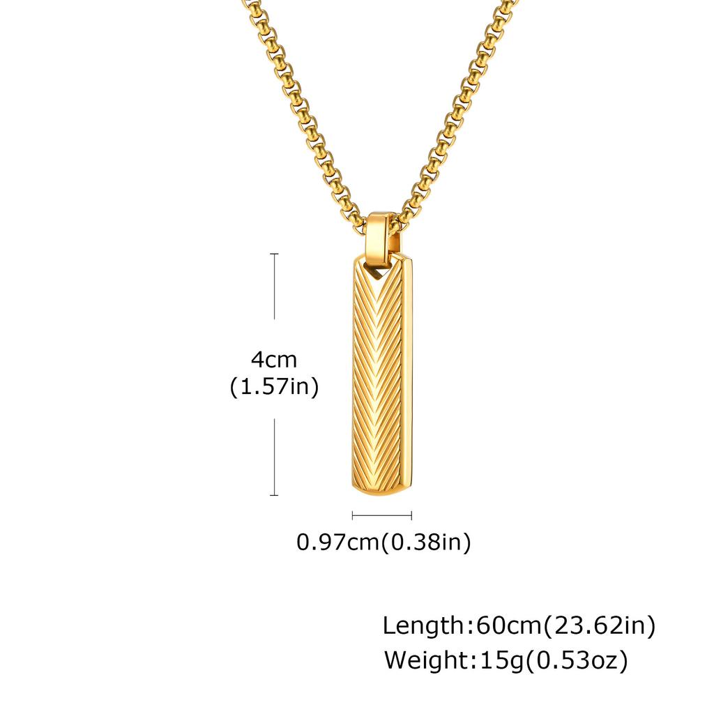 Geometric One-Word Strip Titanium Steel Stainless Steel Batch Flower Square Strip Pendant Necklace Men'S, Quanxi Water Jewelry Pn2071