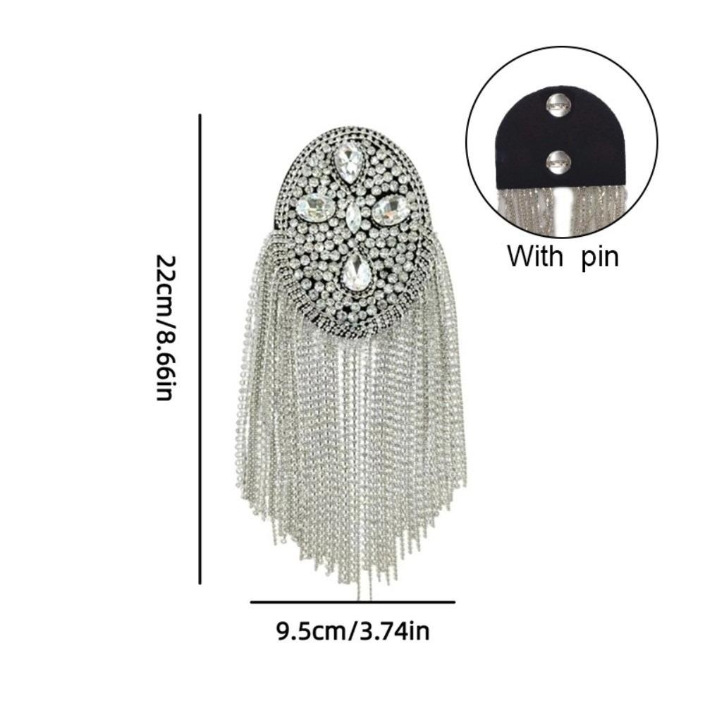 

New Beaded Decoration Diamond Tassel Epaulets Sparkling Rhinestone Shoulder Brooch Detachable Brooch Epaulet