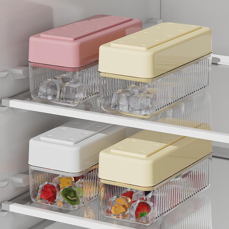 Grid-pressing 10-grid ice cube mold soft silicone food-grade household large-capacity ice cube box water injection ice making.