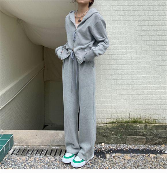 Trendy Korean-Style Slimming Women's Sport Suit: Stylish Spring/Autumn Hoodie & Casual Two-Piece Running Set