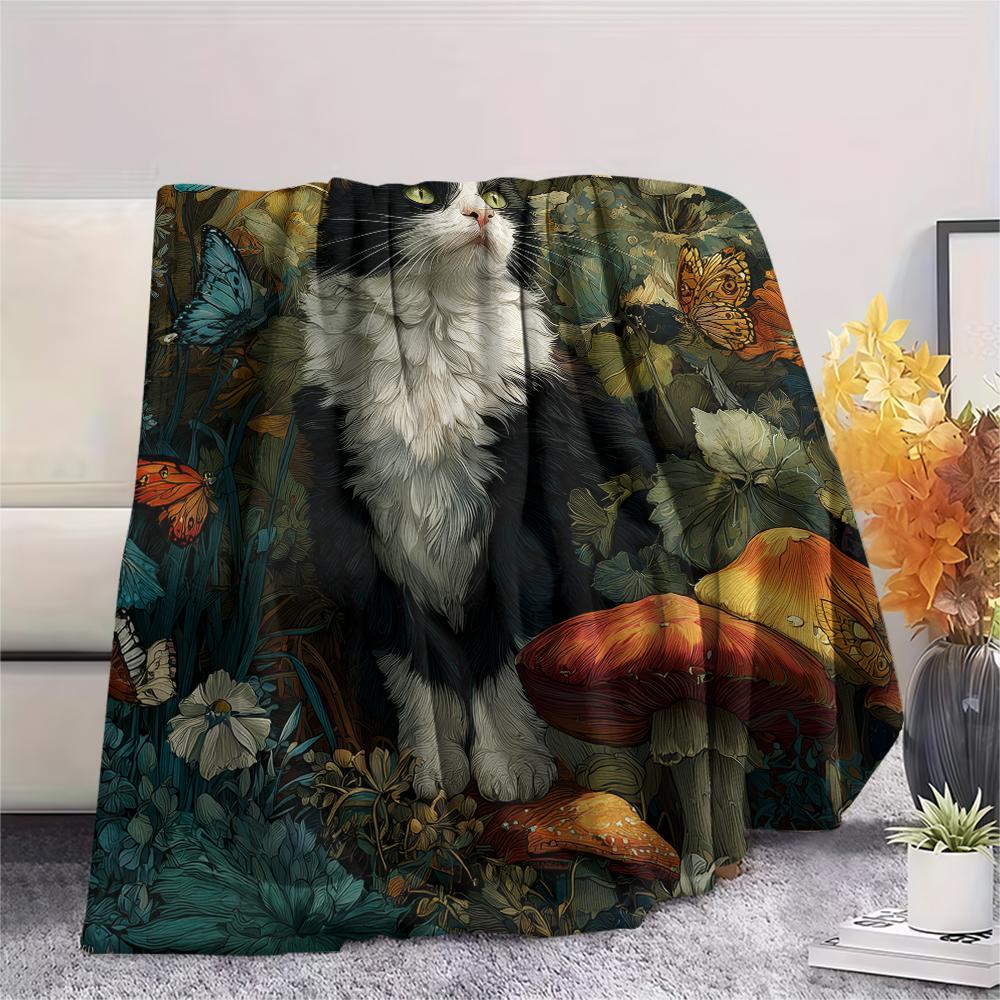 Calico Cat,pattern Flannel Blanket, High Quality Comfortable for All Seasons, Home Decor, Warmth and Comfort, Perfect for Gifts.