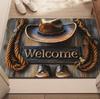 1pc Cowboy Hat Boots Welcome Mat Absorbent Rug with HD Print for Bathroom Bedroom Living Room Camping Yoga Outdoor Activities