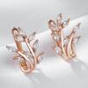 Luxury  Rose Gold Color Crystal Flower English Earrings Women Full Natural Zircon Accessories Vintage Wedding Jewelry