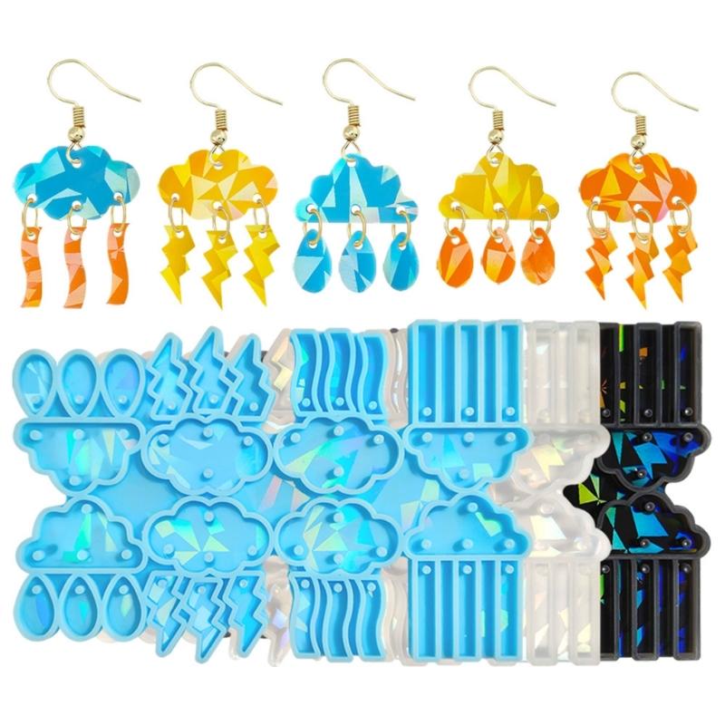 Portable Silicone Mold DIY Earrings Casting Molds Cloud Lightnings Shapes Jewelry Making Moulds for DIY Enthusiasts