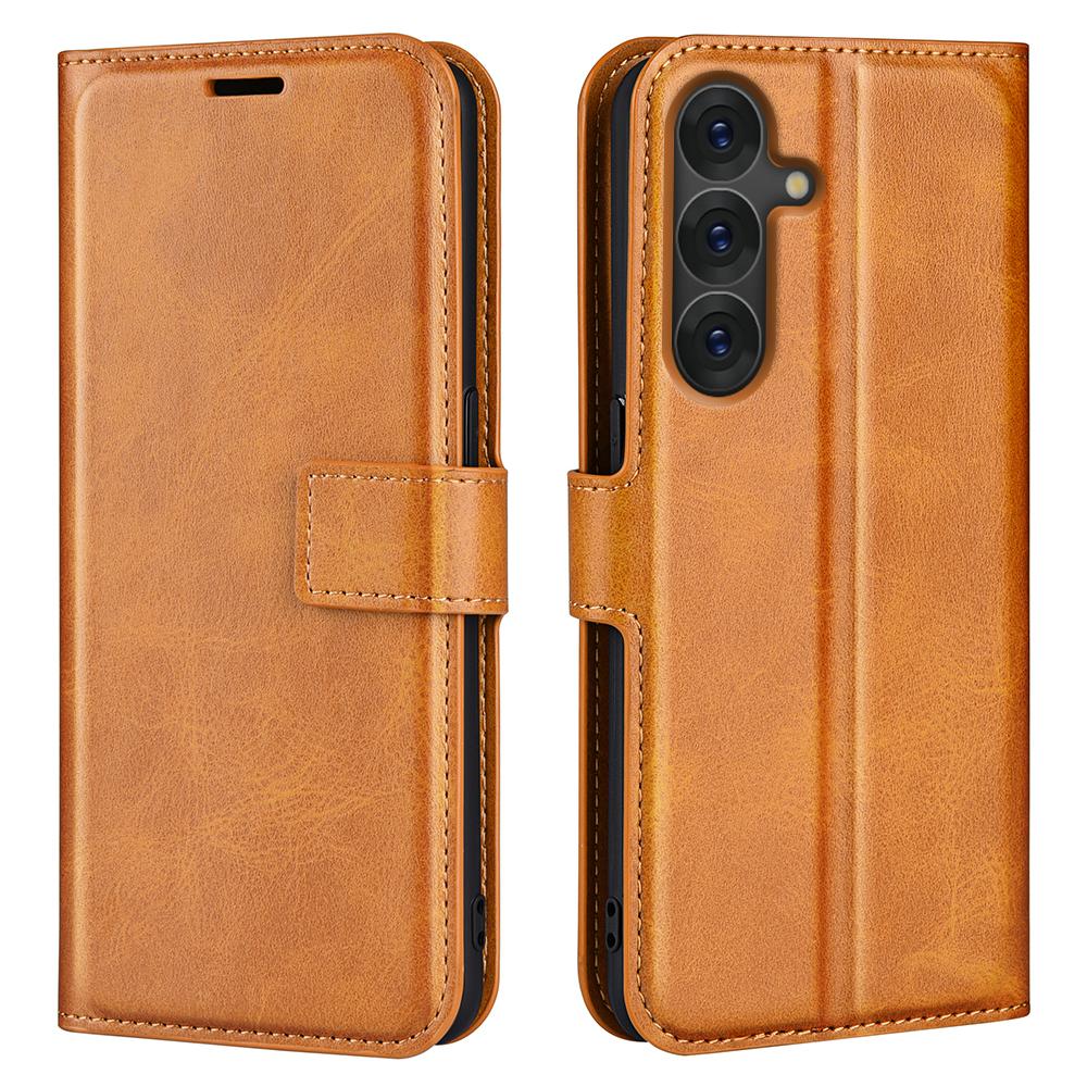 For Samsung Galaxy S25+ Stand Case Anti-Scratch Calf Texture Leather Phone Cover