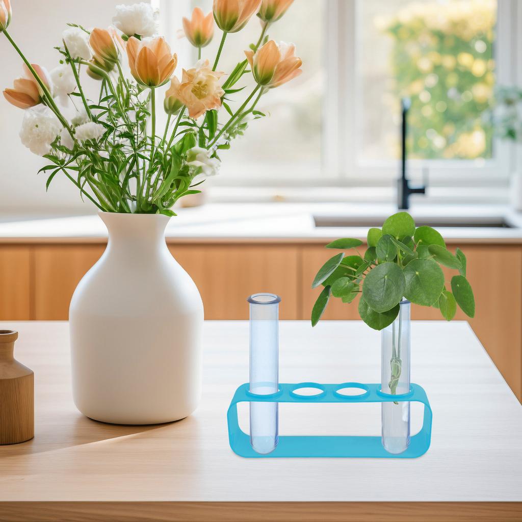 6 Pcs Flower Tubes Transparent Plastic Hydroponic Plant Station Creative Test Vase Desktop Decoration