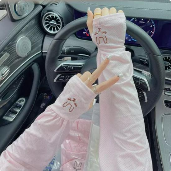 Damskie rękawki bez palców z lodowego jedwabiu chroniące przed promieniowaniem UV do jazdy na świeżym powietrzu