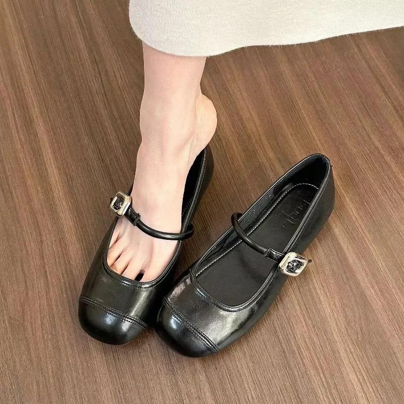 Fashion Shoes for Women 2024 New Shallow Women's Slippers Fashion Buckle Strap Bean Flat Shoes Hot Sale Solid Flat Low Heels Zapatos