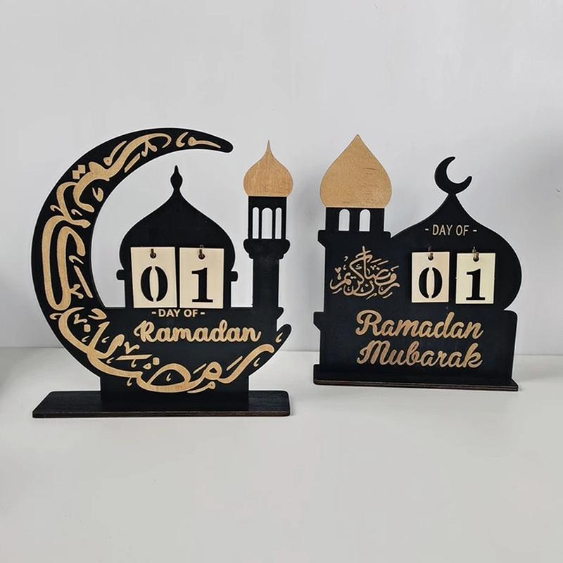 Ramadan Countdown Calendar Wood Eid Mubarak Ornament Kareem Ramadan Decoration 2025 For Home Islamic Muslim Party Decor Gifts
