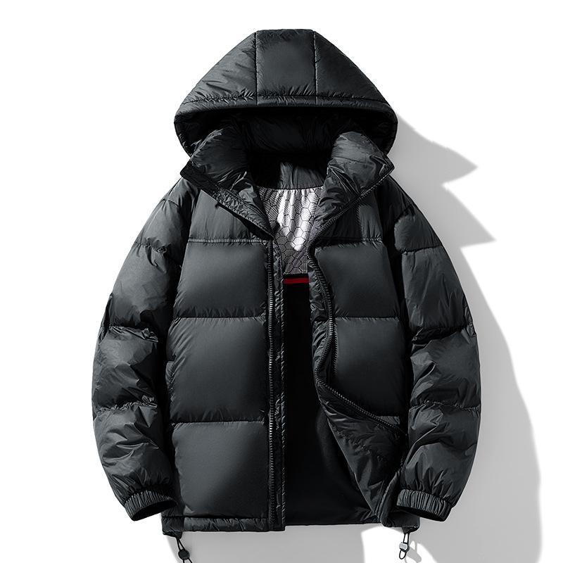 Men's down jacket winter new white duck down hooded jacket bread jacket trendy warm and versatile jacket for men