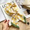 Commuter elegant flower silk scarf women's contrasting color retro printing satin scarf shirt with multi-purpose decorative small scarf