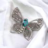 Natural Gemstone Butterfly Pendant, Elegant And Artisan Jewelry 925 Silver 1.66" CP-13