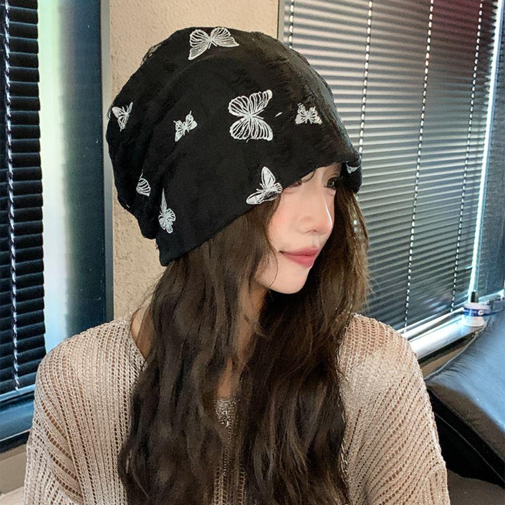 Thin Hair Caps Holes Pullover Hat Soft Knitted Hat  Streetwear