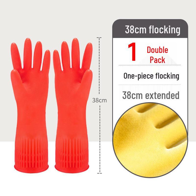 Dongfanghong Extended Fleece-Lined Rubber Cleaning Gloves Small