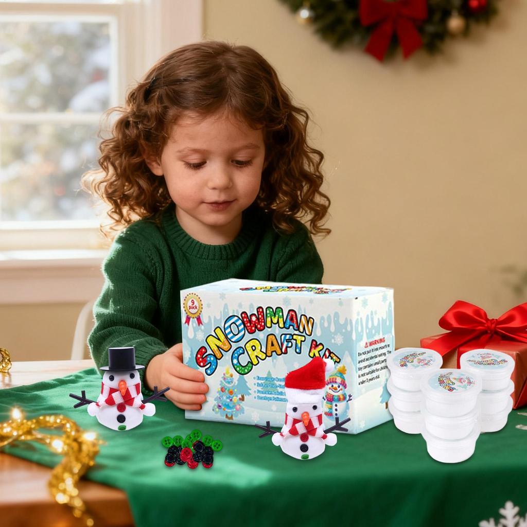 Build A Snowman Kit No Snow Indoor Christmas Craft Activity Clay Art Gift for Toddlers Kids Preschool Kindergarten Family