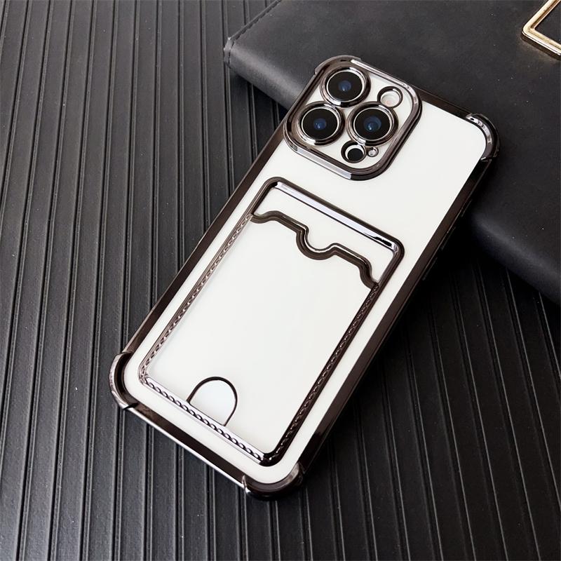 Luxury Shockproof Phone Case For iPhone 16e 16 15 14 Pro Max 13 12 mini 11 Xs XR 7 8 Plus SE Transparent Card Slot Bag Cover