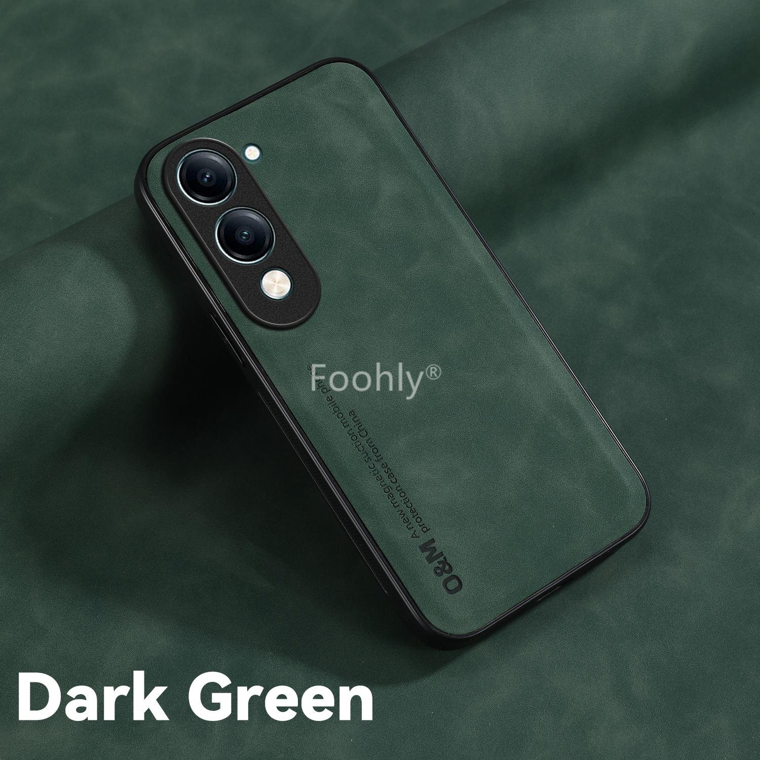 

Магнитный чехол из нубука для Vivo Y04 Y29 4G Y29s 5G Защитная крышка Ударопрочная задняя накладка Coque Capa Fundas vivo Y04 4G зелёный