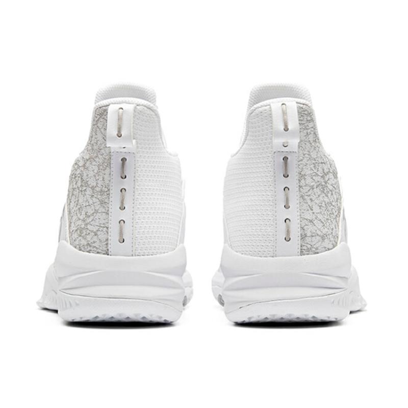 Anta Rhomboid Cushioning Anti-Slip And Wear-Resistant Mid-Top Basketball Shoes White Silver Sneakers 912011186-2