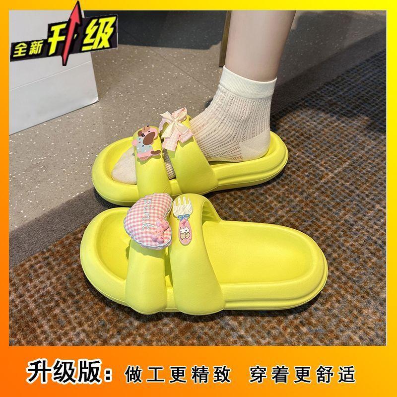 Fashion Versatile Thick-bottomed Non-slip Cool Slippers Women's 2025 Summer New Sweet and Cute Bow Slippers Women's Outer Wear