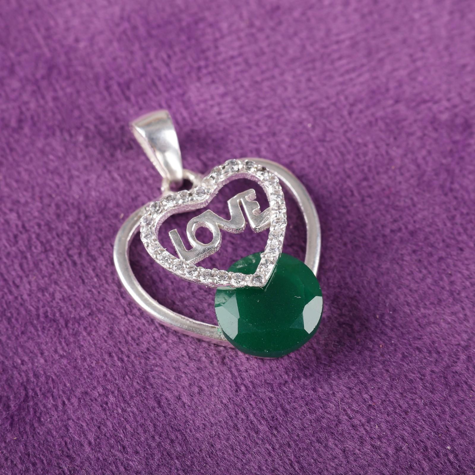 

Green Onyx Gemstone 925 Sterling Silver Zircon Jewelry Wedding Pendant 1.10 CZP-3-5