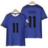 Maglietta a T-shirt Blu Lock Isagi Yoichi N.11, Stampa Fronte-Retro Stile Divisa da Calcio Manica Corta, Top Casual Cosplay per Fan di Anime Sportivi
