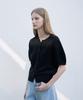 Vleti Basic Round Half Knit Cardigan (Black)