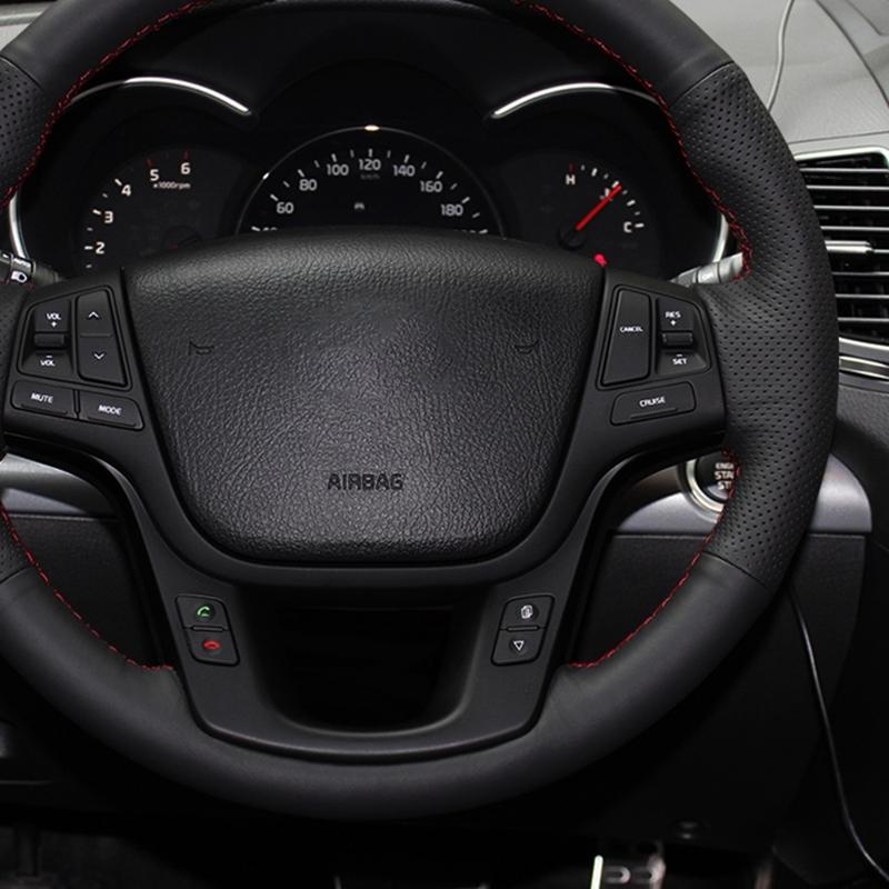 Lenkradbezug für Kia Sorento 2009-2014 (2012, 2013, 2010, 2011), schwarz, handgenäht