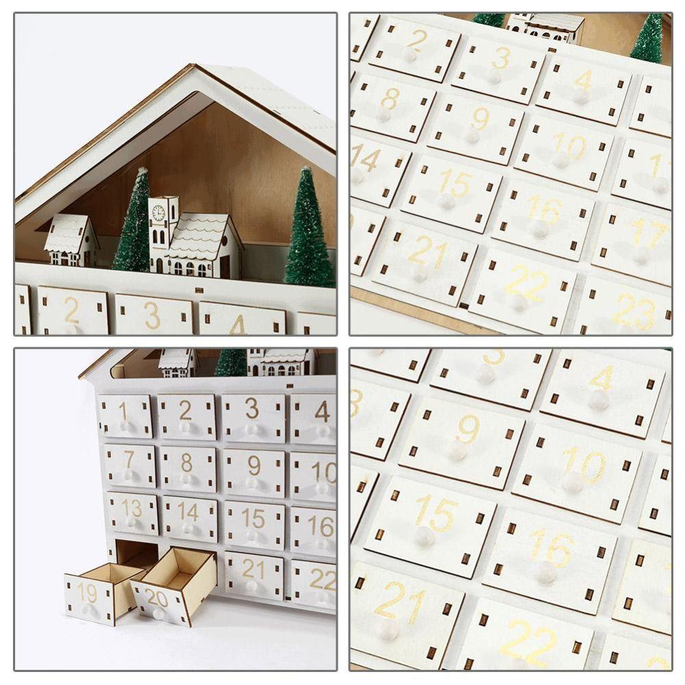 24 Days Countdown Christmas Advent Calendar Refillable Wood Christmas Calendar