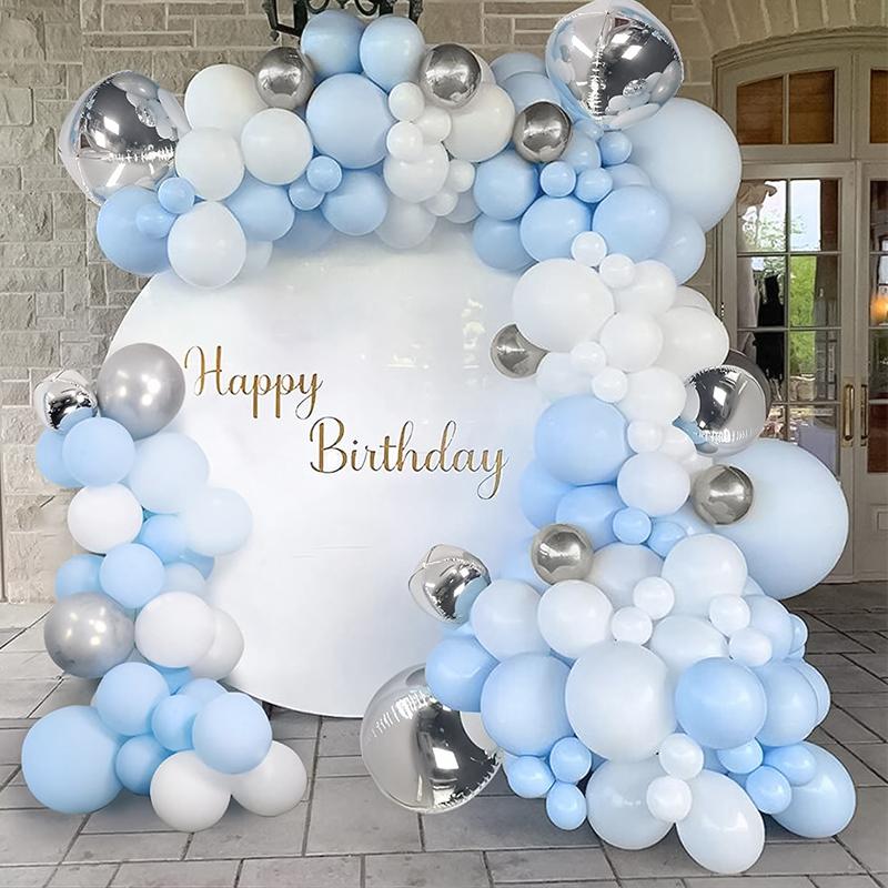 Pastel Light Blue White Sand Beige Balloon Garland Arch Kit Boy Baby Shower Gender Reveal Wedding Party Birthday Decoration
