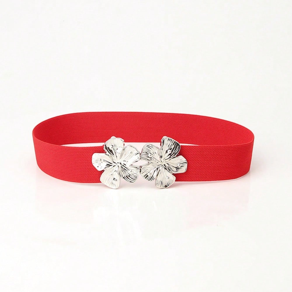 New European and American Elastic Elastic Women's Belt Fashionable Versatile Flower Buckle Decorative Belt with Coat Waist Seal