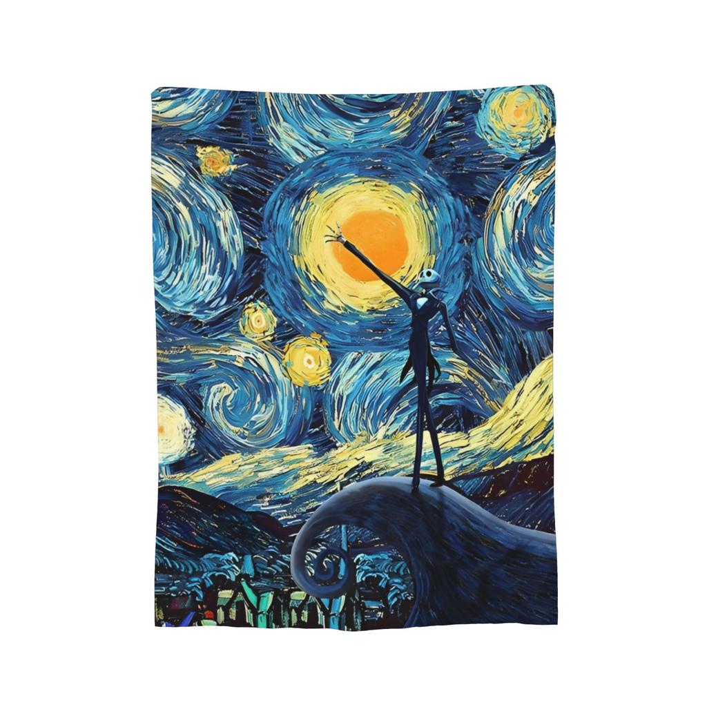 Albtraum Jack Skellington Flanelldecken The Nightmare Before Christmas Vintage Überwurf für Zuhause 125*100cm Teppichstück,