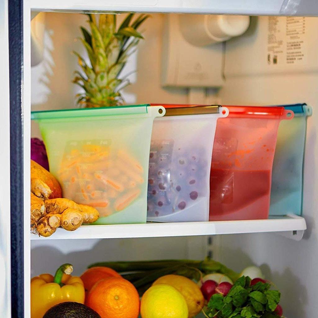 Silicone Food Storage & Portioning Bags - Food-Grade Freezer Bags for Fresh-Keeping Vegetables & Fruits