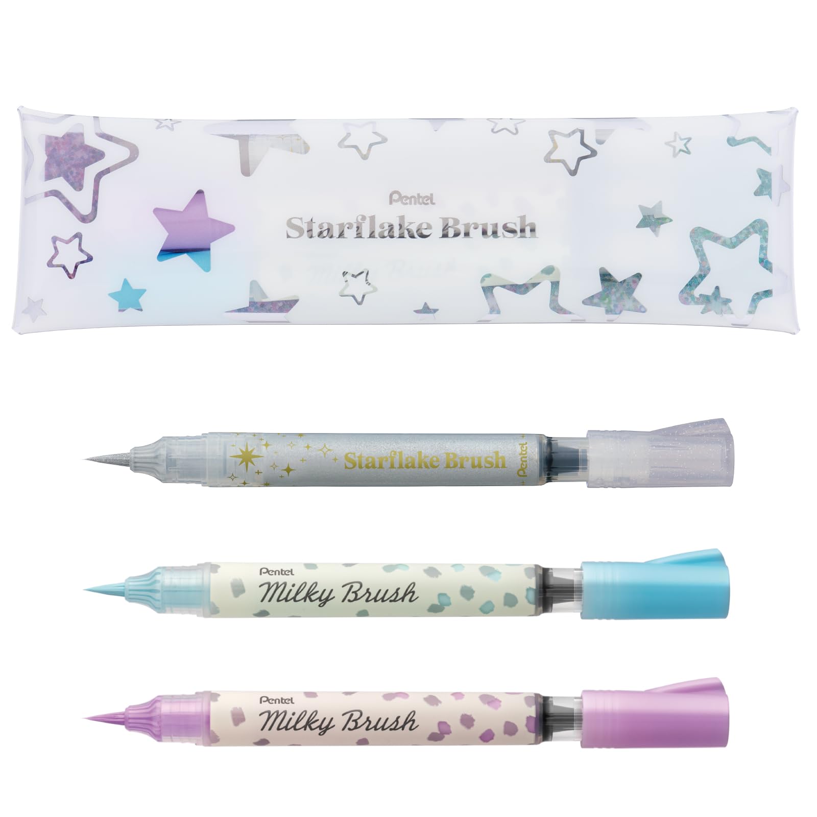 

Pentel Color Brush Pen Starflake Brush Limited Milky Set Pastel Pastel (Silver, Blue, Violet) GFH-SPST1