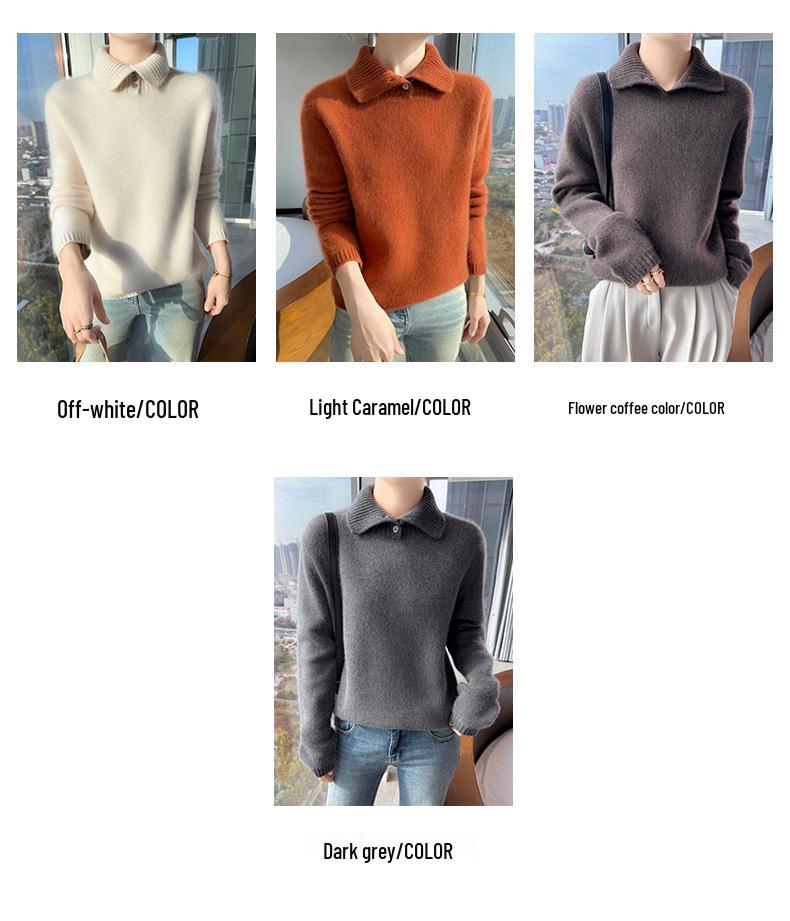 Women's High-Neck Knitted Pullover Wool Sweater - Long-Sleeved, Warm Autumn/Winter Top
